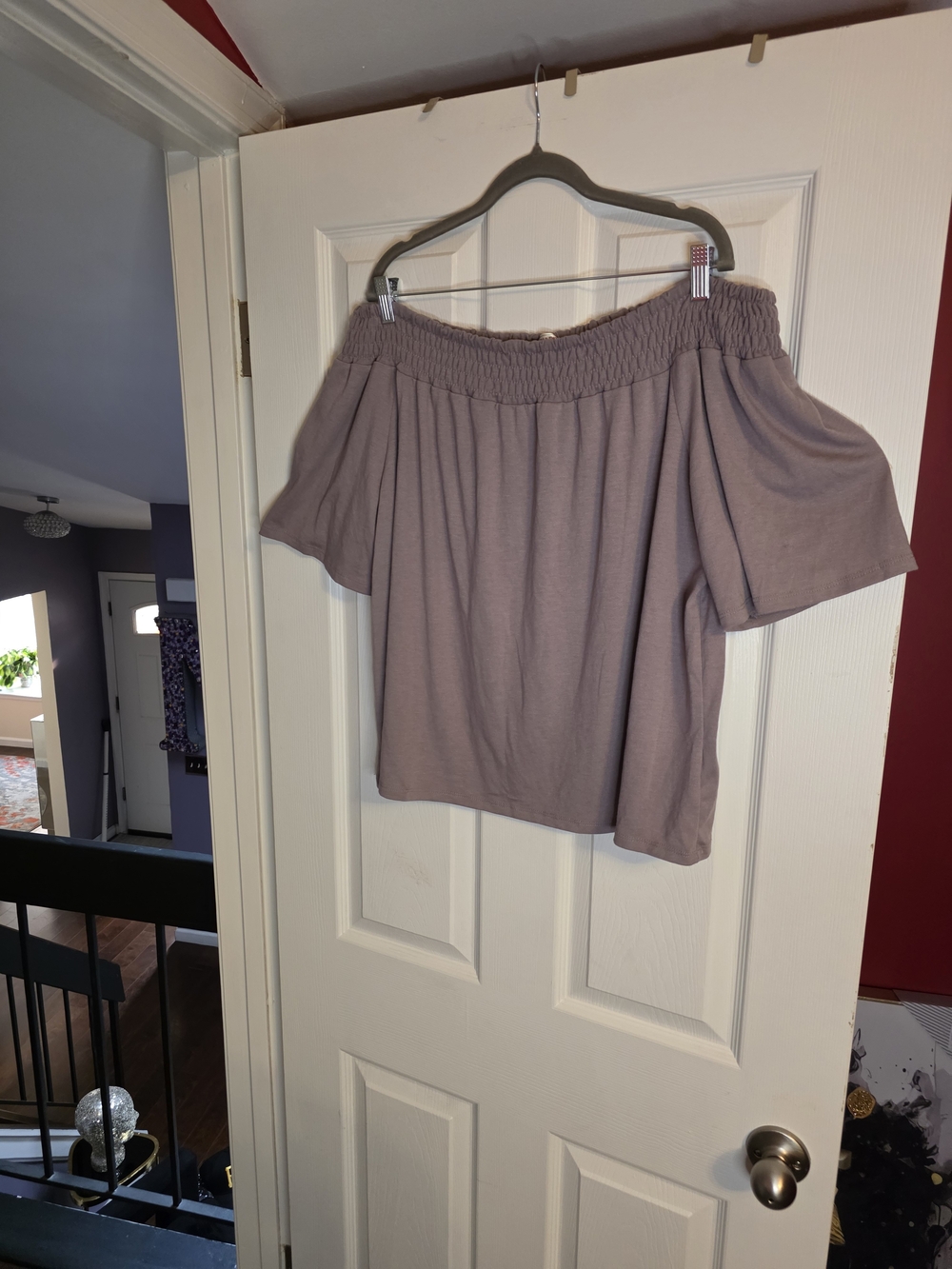 Stella Tweed Off-Shoulder Mauve Top